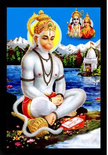 Dharvika Innovations Hanuman Ji Photo Frame Home Decorative Gift Item with Synthetic Frame Digital Reprint 20 inch x 14 inch Painting