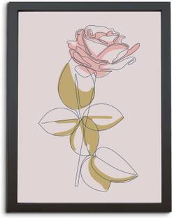 TheKarkhana One Line Art Rose Flower Drawing Wall Frame Laminated Without Glass Digital Reprint 12 inch x 8 inch Painting