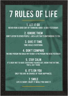 eCraftIndia '7 Rules Of Life'' Motivational Quotes Digital Printed Art Ink 14 inch x 10 inch Painting