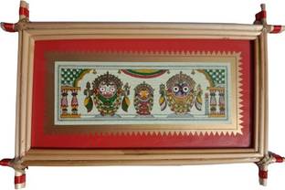 ZOCTALGEM Lord Jagannath Balabhadra and Subhadra with photo frame. Natural Colors 8 inch x 12 inch Painting