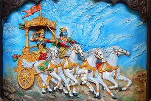 Dharvika Innovations Krishna Arjun Rath Poster | Rath Mahabharat Poster Digital Reprint 24 inch x 36 inch Painting