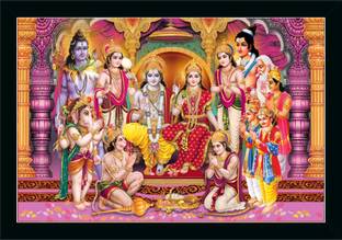 Dharvika Innovations Ram Darbar Photo Frame Digital Reprint 14 inch x 11 inch Painting