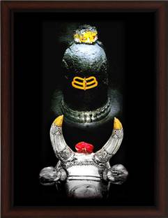 Masstone Lord Shiva Shivling UV Matt Textured Effect Framed HD Digital Reprint 11 inch x 14 inch Painting