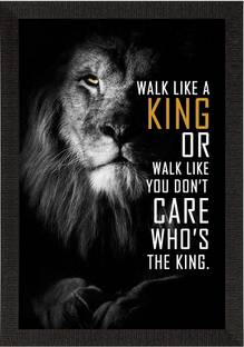 eCraftIndia "Walk like a King" Motivational Quote Satin Matt Texture UV Art Painting Canvas 14 inch x 10 inch Painting