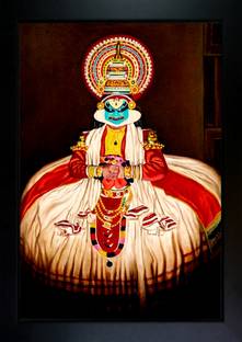 CrowdHall Kathakali Photo Frame Digital Reprint 13.5 inch x 10 inch Painting