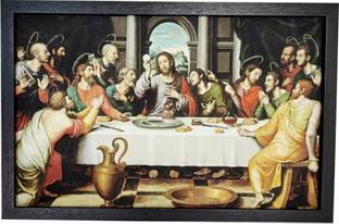 Elegance Last Supper of Jesus Christ Christian art painting picture frame Digital Reprint 13.25 inch x 20.25 inch Painting