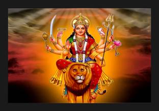 jog craft durga mata photo| durga mata photo frame Digital Reprint 20 inch x 14 inch Painting