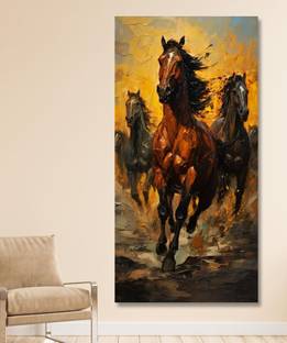 saf Unframed Rolled Art Print Running Horse Canvas For Home Décor CR-205 Canvas 48 inch x 24 inch Painting