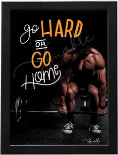 Amable Arts Fitness and Workout Quotes GYM and Body Builder Motivational Posters with Frame Digital Reprint 14 inch x 11 inch Painting