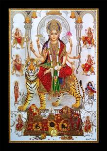jog craft durga mata photo| durga mata photo frame Digital Reprint 14 inch x 10 inch Painting