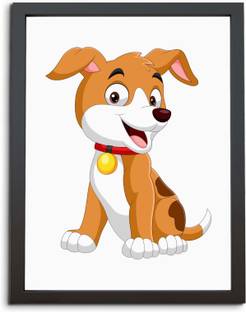 TheKarkhana Cartoon Cute Smiling Brown Labrador Dog Laminated (Without Glass) Digital Reprint 12 inch x 8 inch Painting