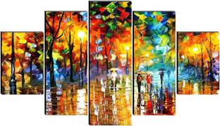 SNDArt Set Of 5 Modern Art Nature Scenery 3d Framed Wall Digital Reprint 18 inch x 30 inch Painting