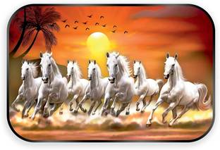 Indianara Vastu Seven Running Horses (2861) Digital Reprint 10 inch x 13 inch Painting