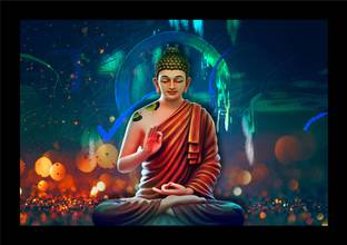 jog craft gautam buddha painting| gautam buddha photoframe Digital Reprint 14 inch x 10 inch Painting