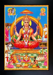 CrowdHall Santoshi Mata Photo Frame Digital Reprint 13.5 inch x 10 inch Painting