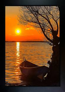 CrowdHall Sunrise Photo Frame | Vastu Sunrise Photo Digital Reprint 13.5 inch x 10 inch Painting