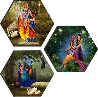 सैफ Radha Krishna Hexagon डिजिटल रीप्रिंट 17 inch x 17 inch पेंटिंग
