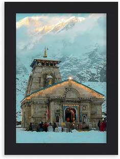 LVY Arts Kedarnath Temple Frame Size with HD Picture-Elegant and Peaceful Art for Gift Digital Reprint 8 inch x 6 inch Painting