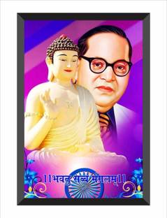 Chitranash Chitransh Dr. B.R. Ambedkar With Buddha Wall Mounted Painting Digital Reprint 14 inch x 20 inch Painting