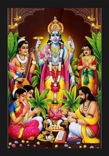 jog craft vishnu bhagwan photo, satya narayan photo frame,vishnu ji photo Digital Reprint 20 inch x 14 inch Painting