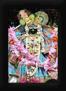 Braj Art Gallery Shri Banke Bihari Vrindavan Neeli Ghata Darshan Small Photo Frame Digital Reprint 10.5 inch x 7.5 inch Painting