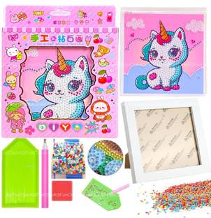 BAREPEPE DIY 5D Diamond Painting Kit for Kids (Mix Design) (Pack of 1) Embossed 7 inch x 7 inch Painting