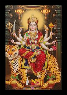 jog craft durga mata photo| durga mata photo frame Digital Reprint 14 inch x 10 inch Painting