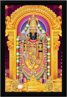 Braj Art Gallery Sri Venkateswara Swamy Tirupati Balaji Digital Painting Photo Frame Digital Reprint 19.5 inch x 13.5 inch Painting