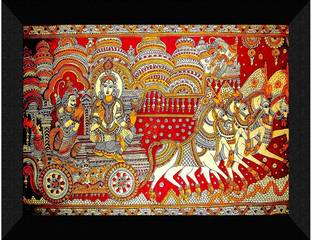 saf 14 cm Lord Krishna And Arjun Wall Décor Painting Self Adhesive Sticker