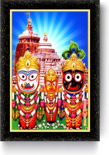 ARAAKA JAGANNATH DEITIES photo frame (Wood Base and Front Laminated) Acrylic 12 inch x 8 inch Painting