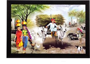 eCraftIndia Village Scenic View Satin Matt Texture UV Art Ink 14 inch x 20 inch Painting