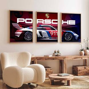 Hothouse Big Porsche Car Framed Posters Gift Items for Boys Room Wall Decoration Bedroom Digital Reprint 13 inch x 10 inch Painting