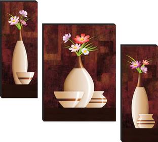 SNDArt set Of 3(4971) Flower Pots 6MM MDF Digital Reprint 12 inch x 18 inch Painting