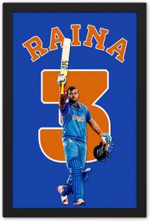 Ritwika's Indian Cricketer Suresh Raina Sports Framed Poster Digital Reprint 19.5 inch x 13.5 inch Painting