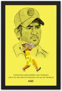 Ritwika's Cricketer MS Dhoni With Success Notes Digital Reprint 13.5 inch x 9.5 inch Painting