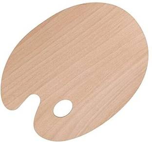 ART RANGER Extra Large Wooden Oval-Shaped Artist Painting Palette with Thumb Hole 1 Paint Wells Palettes