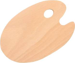 KRYTONE 6x10 Large Wooden Oval-Shaped Artist Painting Palette with Thumb Hole 1 Paint Wells Palettes