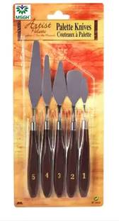 PLANFIX Painting Knives of Various Sizes & Shapes 5 Paint Wells Palettes