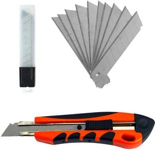 Mcare 18 mm Blade Cutter Knife with 10 Replacement Blades, Pattern Sharp paper cutter. Plastic Grip Hand-held Paper Cutter