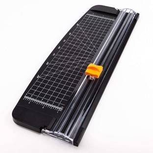 KNAFS Paper Cutter Portable Guillotine Paper Trimmer with Automatic Security Safeguard for Home and Office Papers Cards Labels Coupons Photos Cutting. Set of 1 Plastic Grip Hand-held Paper Cutter