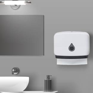 Spotview Fold Paper Dispenser for Home Bathroom - White (Pack of 1) Secure, High Capacity, One-at-a-Time Dispensing, Durable ABS Material Paper Dispenser