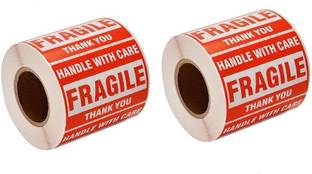 True-Ally 2 Roll Fragile Stickers - 3"x 2" Strong Adhesive Red Fragile Labels Handle with Care Warning Stickers for Shipping Packing of Goods and Moving - (2 Rolls - 600 Sticker) Self-adhesive Paper Label