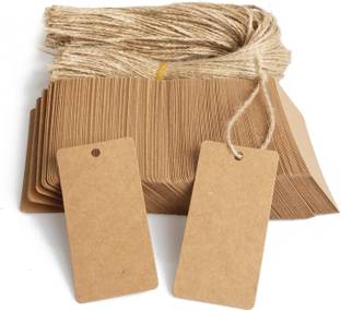 Festiko Kraft Paper Tags With Jute Twine, Price Tags, Thank You Tags, Gift Tags- Type 3 Non-Adhesive Paper Label