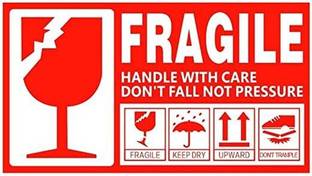 RAIMO Fragile Handle with Care Size: 12 X 8 Cms Self Adhesive Packing Sticker (200) Office Paper Label