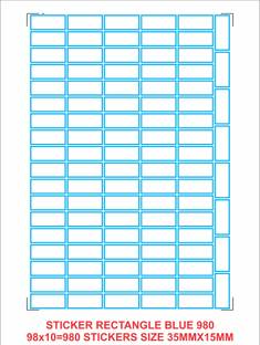 selfadhesive STICKER RECTANGLE BLUE 980 STICKERS (PACK OF 10 SHEETS) Self-Adhesive Paper Label