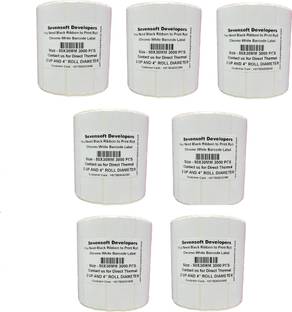 Royaltec 50X30MM Barcode Label Set of 7 Self-adhesive 2 UP Chromo 4" Diameter Roll (Use Black Ribbon to Print Stickers) Paper Label
