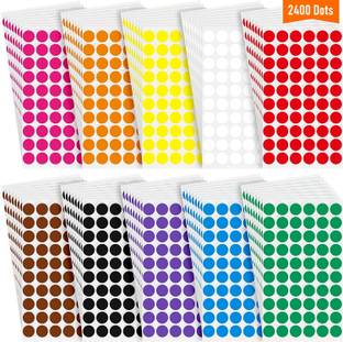 True-Ally MultiColor Round Dot Sticker 2400 Piece 12mm Writable Surface for various uses Self Adhesive Paper Label