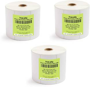 True-Ally 50x25 Direct Thermal Barcode Label Sticker - 2 x 1 inches - 50mm x 25mm 1000 Labels Per Roll - White Self Adhesive Sticker for Printing Barcoding Paper Label