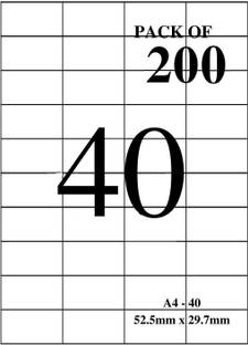 True-Ally A4 Size White Self Adhesive Label/Sticker for Printer (Inkjet/Copier/Laser) - 40 Sticker Per Sheet - 200 Sheets Pack (A4ST40-200 Sheets) Self Paper Label