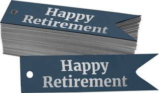 Inkdotpot Happy Retirement Bottle Tag Silver Foil Favor Hang Tags Pack of 100 No Paper Label